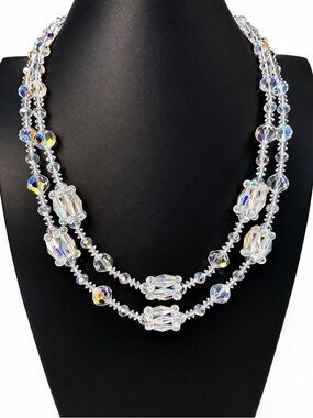 Vendome AB Crystal Double Strand Necklace | Vintage Designer Statement | 18-20”